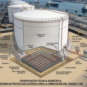 Mantenimiento y diagnóstico técnico de sistemas de protección catódica en tanques industriales por TECNA ICE.