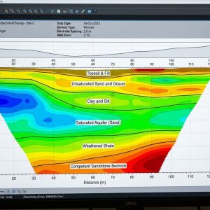Estudio geoeléctrico y modelado de estratos para ingeniería de protección catódica por TECNA ICE.
